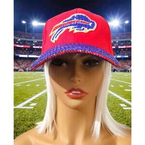 Buffalo Bills Baseball Cap Red & Blue design with Rhinestone Logo & Brim